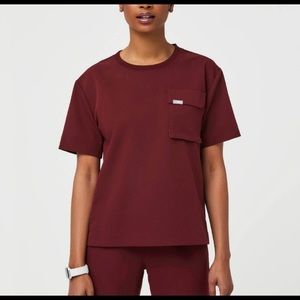 Figs Keji scrub top, medium burgundy